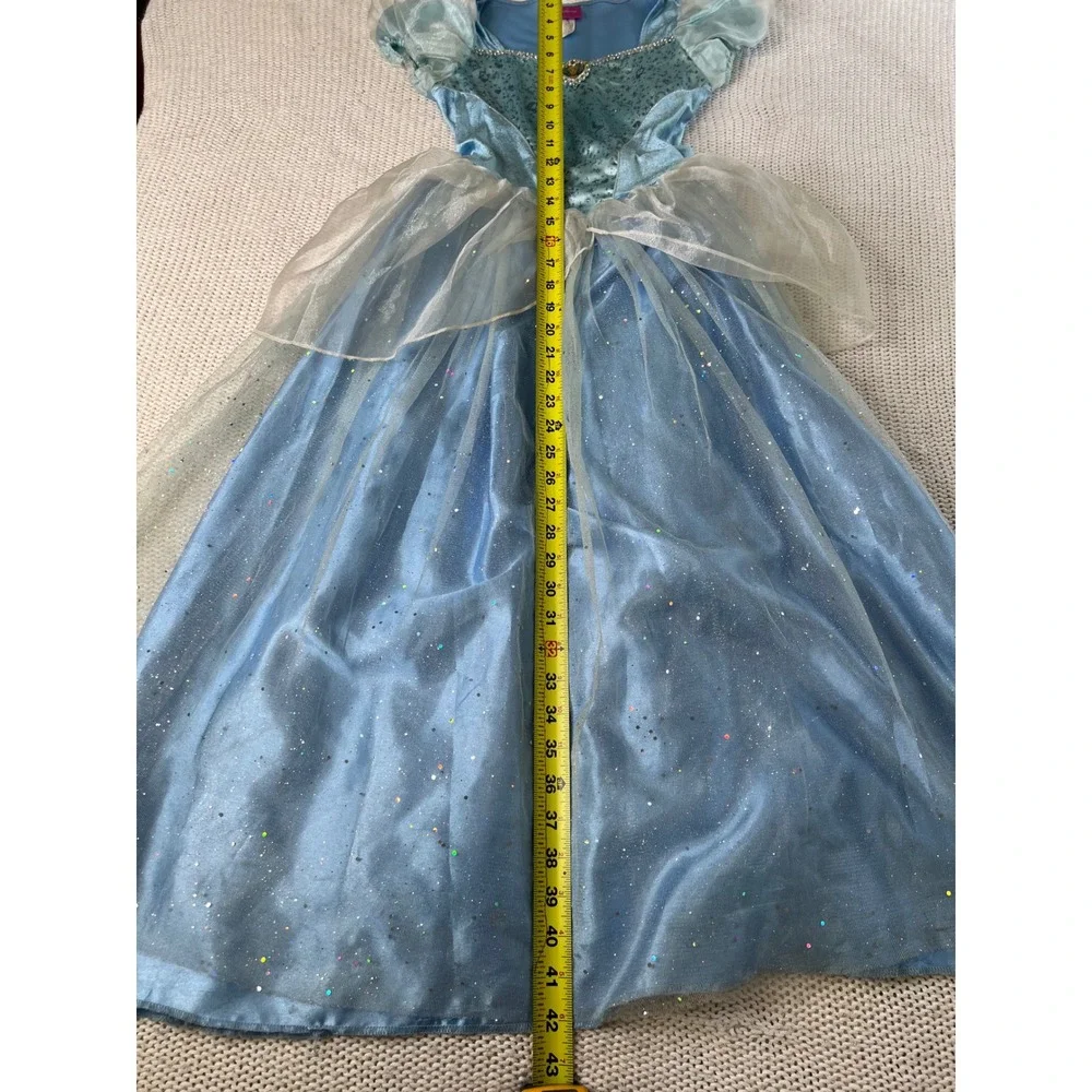 Disney Cinderella Princess Costume Dress Blue Glitter Tulle Girls Size 7/8